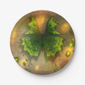 Vintage Papierplatte mit grünem Schmetterling Pappteller (Vorderseite)