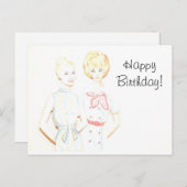 Vintage Papierpuppe Geburtstagskarte Postkarte (Vorne/Hinten)