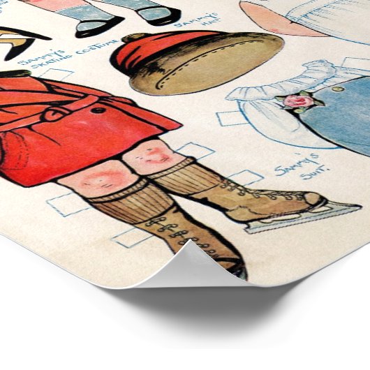 Vintage Papierpuppe Poster (Ecke)