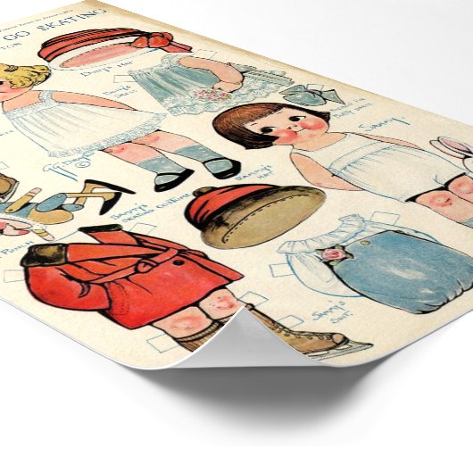 Vintage Papierpuppe Poster (Ecke)