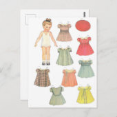 Vintage Papierpuppe Postkarte (Vorne/Hinten)