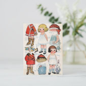 Vintage Papierpuppe Postkarte (Stehend Vorderseite)