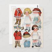 Vintage Papierpuppe Postkarte (Vorne/Hinten)