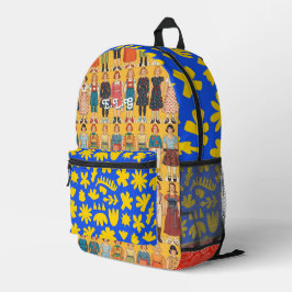 Vintage-Papierpuppe und abstrakte Blumen - eklekti Bedruckter Rucksack