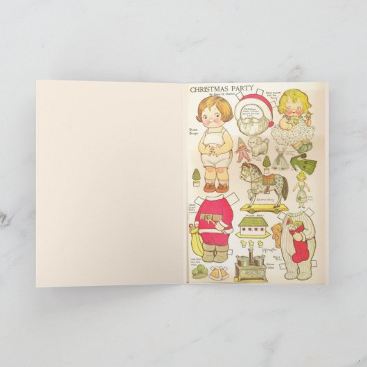 Vintage Papierpuppen "Frohe Weihnachten" Feiertagskarte (Innenseite)