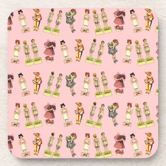 Vintage Papierpuppen Untersetzer (Vorderseite)