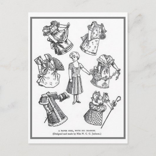Vintage Papierpuppkarte Postkarte (Vorderseite)