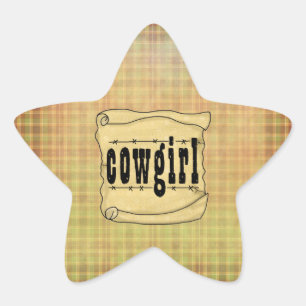 Vintage Papierrolle-Cowgirl-Stern-Aufkleber Stern-Aufkleber