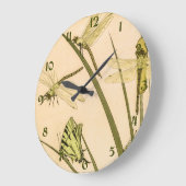 Vintage Papillen und Libellen Große Wanduhr (Winkel)