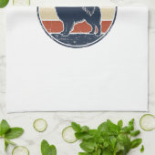 Vintage Papillon Dog Dad Retro Sunset Shirt Design Geschirrtuch (Gefaltet)