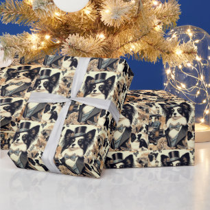 Vintage Papillon Dog Illustration Geschenkpapier