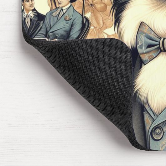 Vintage Papillon Dog Illustration Mousepad (Ecke)