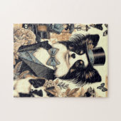 Vintage Papillon Dog Illustration Puzzle (Horizontal)