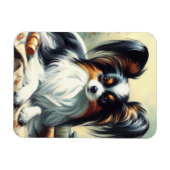 Vintage Papillon Dog-Malerei Magnet (Horizontal)