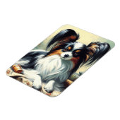 Vintage Papillon Dog-Malerei Magnet (Linke Seite)