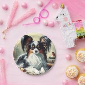 Vintage Papillon Dog-Malerei Pappteller (Party)