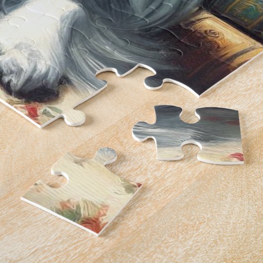 Vintage Papillon Dog-Malerei Puzzle (Seite)