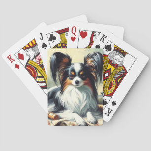 Vintage Papillon Dog-Malerei Spielkarten