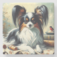 Vintage Papillon Dog-Malerei