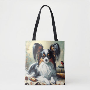 Vintage Papillon Dog-Malerei Tasche