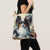 Vintage Papillon Dog-Malerei Tasche (Von Nahem)