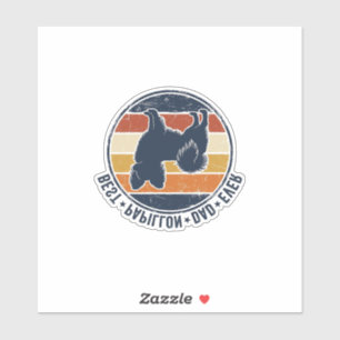 Vintage-Papillon-Hund-Vater Retro-Sonnenuntergang- Aufkleber