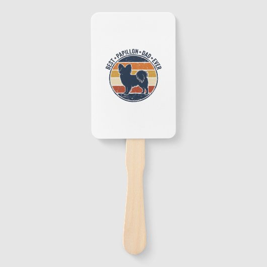 Vintage-Papillon-Hund-Vater Retro-Sonnenuntergang- Fächer (Vorderseite)