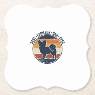 Vintage-Papillon-Hunde-Vater Retro-Sonnenuntergang Untersetzer