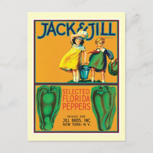 Vintage Paprikaschoten Lebensmittelkennzeichnung Postkarte (Vorderseite)