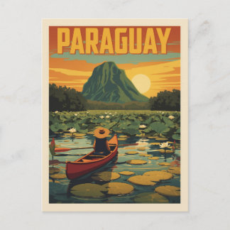 Vintage Paraguay Travel Poster Nature Lake Postkarte
