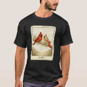 Vintage-Pärchen-Vogelkunst T-Shirt (Vorderseite)