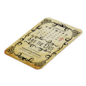 Vintage Parchment-Hochzeit Sichern des Datumskalen Magnet (Linke Seite)