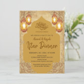Vintage Parchment Iftar Invitation with Gold Arch Einladung (Stehend Vorderseite)