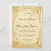 Vintage Parchment Imitate Gold Verziert Elegante H Einladung (Vorderseite)