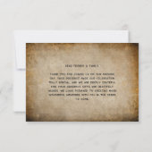 Vintage Parchment Old World Romance Wedding Dankeskarte (Rückseite)