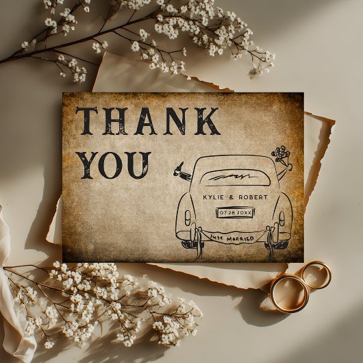 Vintage Parchment Old World Romance Wedding Dankeskarte