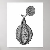 Vintage Parfüm-Illustration in Schwarzweiß Poster (Vorne)