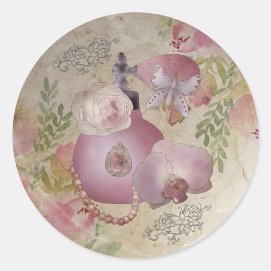 Vintage Parfüm  Runder Aufkleber (Vorderseite)