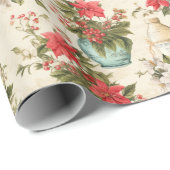 Vintage Parfümflaschen Weihnachtsflora Geschenkpapier (Rolleneckpunkt)