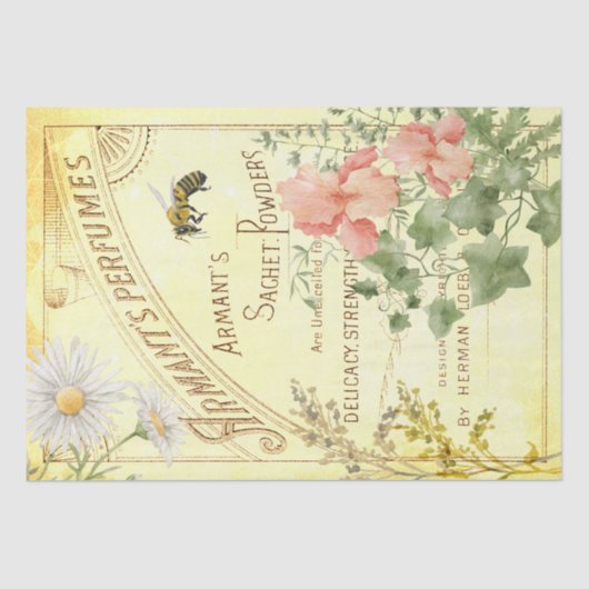 Vintage Parfüms und Blumenbienendekoupage Gewebe P Seidenpapier (Vorderseite)