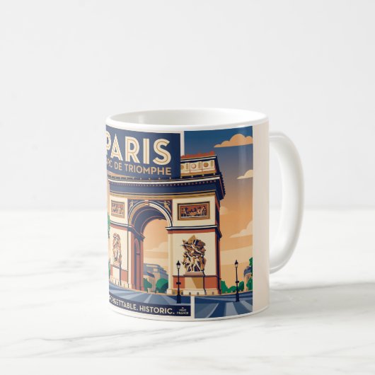 Vintage-Paris-Arc-de-Triomphe-Reiseposter Kaffeetasse (VorderseiteRechts)