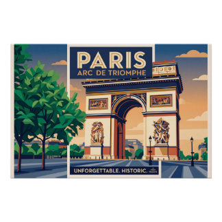 Vintage-Paris-Arc-de-Triomphe-Reiseposter Poster
