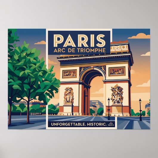 Vintage-Paris-Arc-de-Triomphe-Reiseposter Poster (Vorne)