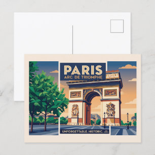 Vintage-Paris-Arc-de-Triomphe-Reiseposter Postkarte