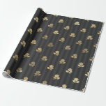 Vintage Paris-Blume in Schwarz und Gold Geschenkpapier<br><div class="desc">Graues,  schwarzes und goldfarbenes Paris,  Vintages Blumenpapier.</div>