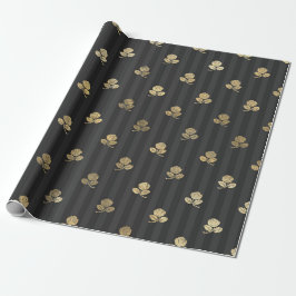 Vintage Paris-Blume in Schwarz und Gold Geschenkpapier