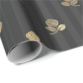 Vintage Paris-Blume in Schwarz und Gold Geschenkpapier (Rolleneckpunkt)