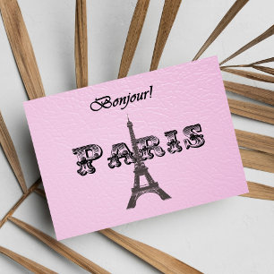 Vintage Paris Bonjour Eiffelturm Postkarte