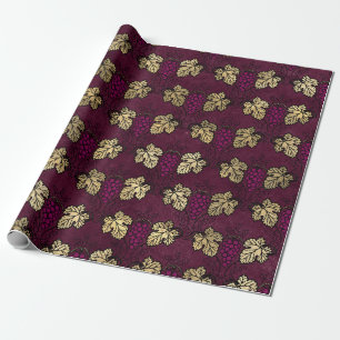 Vintage Paris Burgunder Rot und Gold Wein Thema Geschenkpapier