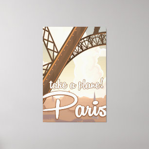 Vintage Paris Cartoon-Reiseposter Leinwanddruck